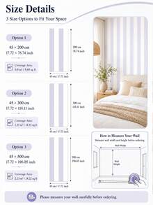 SUPSTICKER 1片裝 柔和中性條紋可撕貼壁紙，防水可移除 PVC 牆面裝飾，適用臥室、嬰兒房、客廳，2款式、3尺寸 - 彩色 - 查看 4
