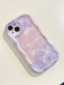 1 pieza Funda de teléfono con textura suave de TPU, patrón degradado de pantalla completa, diseño creativo y personalizado con volantes de onda de dopamina cremosa, compatible con Galaxy S21 S22 S23 S24 S25 S26//Honor// y otros modelos - Albaricoque - Ver 3