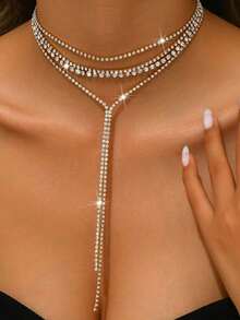 1pc Gothic Style Y-Shaped Long Tassel Multi-Layer Necklace, Women's Fashion Party Accessory, Suitable For Daily Wear - Layered Tassel Necklace - View 5