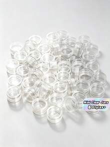 50pcs Mini Transparent Cream Jars With Clear Lids, Small Cosmetic Sample Containers, 10g/25g/50g Empty Plastic Cosmetic Jars, Transparent Sample Bottles For Eyeshadow Cream Lipstick, Travel Essentials, Sample Cosmetic Jars, Empty Mini Bottles - Multicolor - View 10