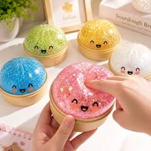 6 Colors Cute Glitter Dumpling Squishy Toys, Soft Squeeze Fidget Toys For Stress & Anxiety Relief - 粉色 - 查看 8