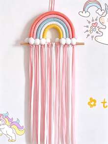 1pc Cloud Rainbow Hanging Decor, Handmade Woven Lace Wall Decoration, Woven Hanging Ornament, Home Rainbow Decor, Cotton Rope Room Wall Decoration - Multicolor - View 2