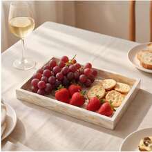 OBOVAY Rectangular Handmade Full-Shell Waterproof Easy-To-Clean Durable Heat-Resistant Decorative Luxury Tray, Suitable For Cakes, Desserts, Bread, Coffee, Fruit, Keys, Perfume, Jewelry, Earrings, Restaurant, Bathroom, Room, Home, Office, Hotel, Gift - Multicolor - View 6