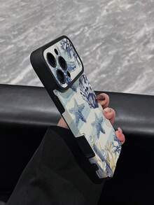 1pc New Creative Blue Striped & Starfish Shell Seahorse Pattern Phone Case Faux Leather Texture Shockproof Protective Cover Compatible With IPhone 17/17Pro/17ProMax/16/16Pro/16ProMax/16Plus/15/15Plus/15Pro/15ProMax/14/14Plus/14Pro/14ProMax/13/13Pro/13ProMax/12/12Pro/12ProMax/11/11ProMax, Anti-Shock Anti-Collision Soft Protective Case - Multicolor - View 4