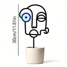 1pc Geometric Creative Abstract Face Plant Support Stake, Climbing Vine Fixing Rack, Home Potted Plant Decorative Ornament - Abstract Human Face Inserted - View 8