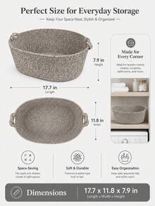 1pc Foldable Handwoven Laundry Basket With Handle, Suitable For Living Room, Bedroom, Laundry Area To Store Miscellaneous Items, Dirty Clothes, Bathroom Towels, Selected Home Goods - Multicolor - View 2