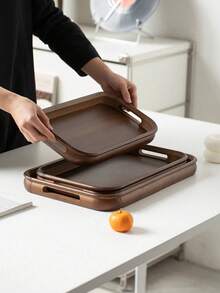OBOVAY Bandeja multiusos sólida hecha a mano, impermeable, fácil de limpiar, resistente a altas temperaturas, resistente a caídas, duradera con asas para café, caramelos, alimentos, pan, horneado, almuerzo, desayuno, mesa de cocina, regalo - Multicolor - Ver 5