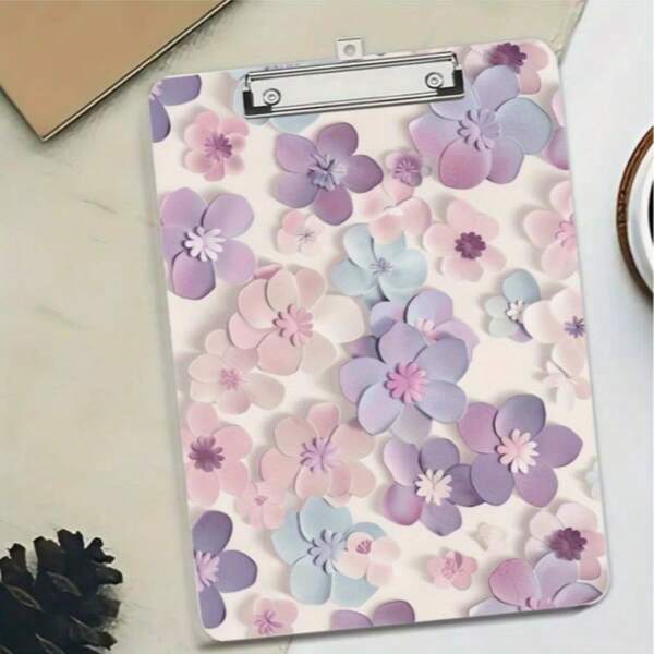 1pc Purple Floral Folder, Lightweight & Durable Acrylic Document Organizer, Suitable For Office, School, Medical, Art Projects Perfect Gift - Easy To Carry File Folder, Stylish Stationery, Smooth Surface, Folder,