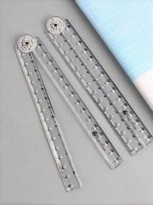 1pc Multifunctional Foldable Ruler With Angle Measuring Function, 30cm Transparent Plastic Ruler, Folding Design, Precise Scale, Ideal For School, Home, Office, Math Class, Drafting, Geometry, Drawing & Daily Measuring - Folding Ruler - View 1