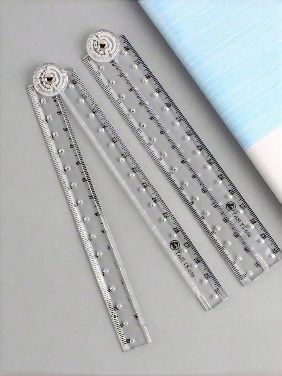 1pc Multifunctional Foldable Ruler With Angle Measuring Function, 30cm Transparent Plastic Ruler, Folding Design, Precise Scale, Ideal For School, Home, Office, Math Class, Drafting, Geometry, Drawing & Daily Measuring - Folding Ruler - View 1