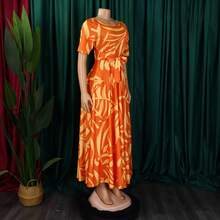 Soleil Women's 2026 New Style Elegant Lace-Up Plus Size Short Sleeve Flared Dress - 橘杏 - 查看 8