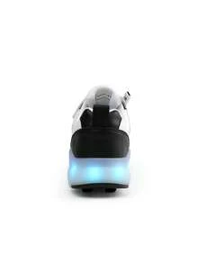 Unisex LED Rechargeable Light-Up Shoes, Children's Roller Skates, Multi-Function Transformable Roller Shoes, Suitable For All Seasons, With Detachable Wheels, Ideal For Outdoor And Sports Skating - Black - View 11