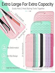 2/1 piezas Alfombrilla resistente al calor de TPR, Bolsa de almacenamiento de viaje con doble capa aislante, Esencial para la vuelta a la escuela y dormitorio, Compatible con rizador de pelo - Multicolor - Ver 3