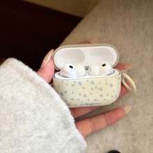 早春藍色花卉+圓環耳機保護殼 適用於 Apple AirPodsPro3 保護殼/AirPodsPro2 保護殼/AirPods4 保護殼/AirPods3 保護殼/AirPods2 保護殼/時尚女款耳機保護殼/極簡耳機保護殼/Apple 耳機保護殼/Apple 耳機套 - 米白色 - 查看 3