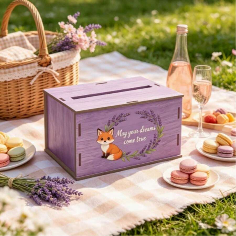 1pc Wooden Card Box, Blessing Heart Gift Box, Party Table Decoration, Suitable For Wedding, Birthday, Bridal Gift, Used For Storing Invitation Cards And Envelopes - Suitable For Various Holidays And Parties - Family Gift - 1PC - View 1