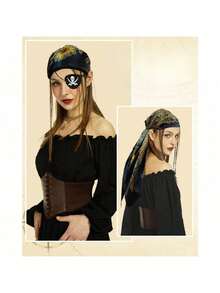 Kit de déguisement pirate pour adulte 4 pièces, accessoires avec logo Jolly Roger et collier à accents dorés, ensemble durable pour bal masqué & foire de la Renaissance - Multicolore - Voir 7