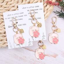 4pcs/8pcs Elegant Fashionable Pig And "Thank You" Heart Design Keychain Set, Suitable For Backpacks, Backpacks, Coin Purses, Phones And Other Keyring Accessories. Perfect For Birthday, Wedding Theme Gifts, Party Decorations, Friendship Gifts, Employee Appreciation, Colleague Gifts. Gifts For Guests, Family, Friends And Colleagues. - Multicolor - View 12