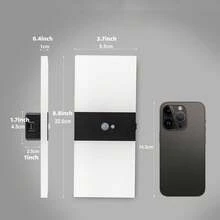 Wireless Installation Wall Lamp, LED Sensor Wall Light, Rechargeable, Self-Adhesive Firm Installation, Suitable For Living Room, Hallway, Corridor, LED Lighting Fixture - Black - View 6