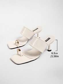 5cm New Colorblock Minimalist Toe-Post Wedge Sandals Women 2025 Summer Open Toe High Heels - White - View 9