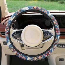 1 pieza Funda de volante de coche de malla transpirable bordada multicolor sin anillo interior, se adapta a accesorios de interior de coche de 15 pulgadas, unisex, para todas las estaciones - Multicolor - Ver 3