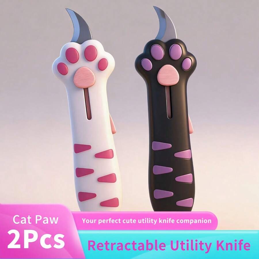 Mini Portable Folding Knife, Alloy Steel Blade, Cute Cat Paw Design, Practical Pocket Knife, Suitable For Crafts, Office, Packaging, Scrapbooking, Ideal Small Gift For Craft Enthusiasts