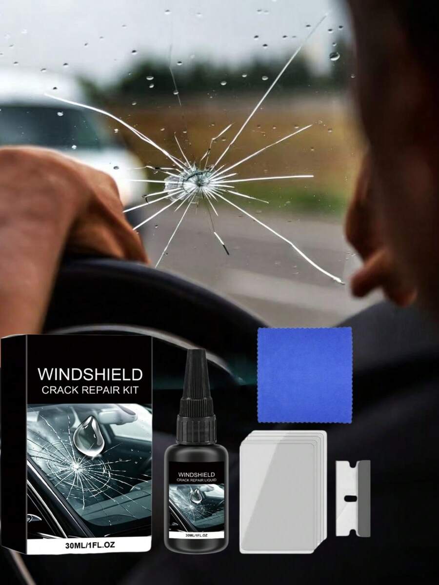 汽車前擋風玻璃裂痕修復套組，裂痕修護劑，居家操作方便組，防止裂痕擴散，延長玻璃使用壽命，適合送給家人朋友的禮物，隨機發送新舊款