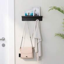 1pc Key Hook With 6 Hooks, Wall Key And Mail Holder, Wall Rack, Dual-Use Hook Rack - No Drill + Drill, Suitable For Entryway, Office, Living Room Decor, Behind Door Storage - Multicolor - View 8
