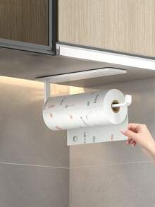 2pcs Kitchen Paper Towel Holder, No Hole Required, Cabinet Roll Paper Storage Rack, Kitchen Use Cling Film, Rag Pole, Hanging Rack, Rag Rack, Carbon Steel Bathroom Kitchen Towel Rack - Multicolor - View 11