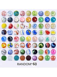 30/60/100pcs 1.6cm Colorful Rainbow Beautiful Transparent Glass Beads Marbles - Multicolor - View 2