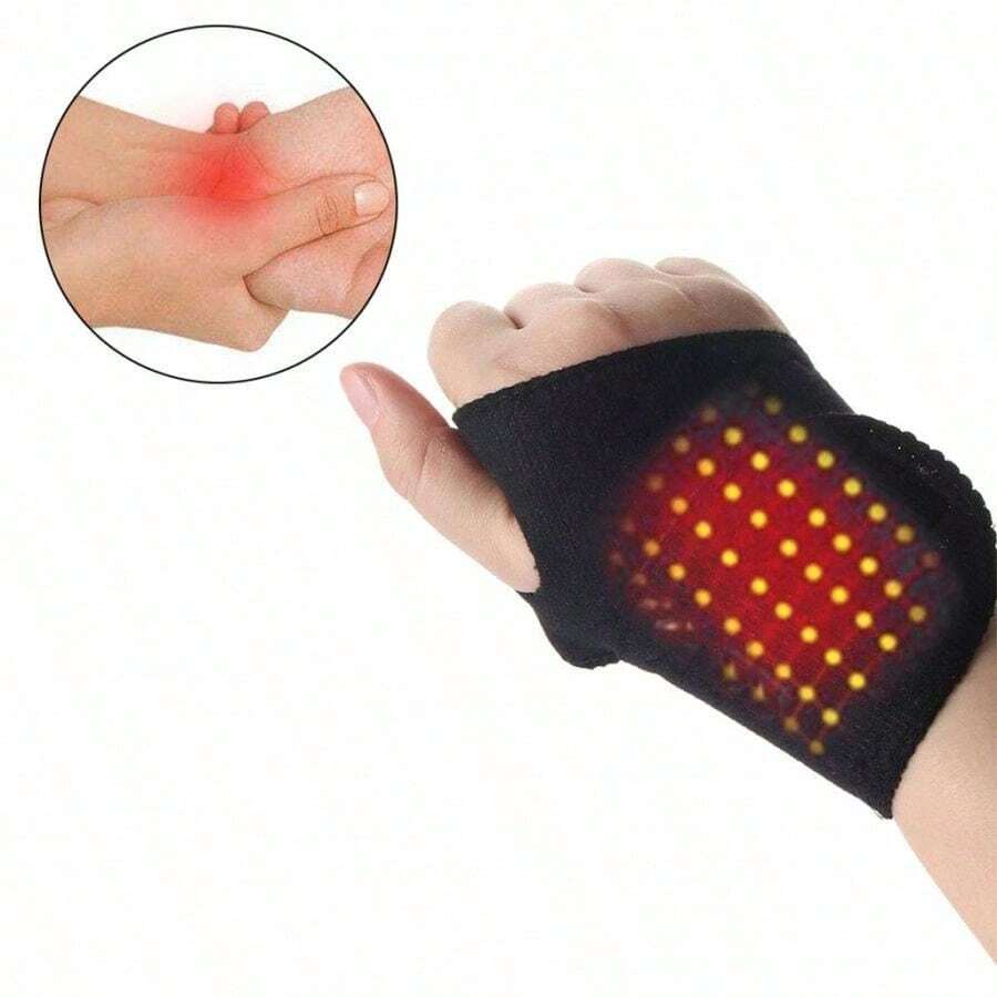 Self-Heating Adjustable Wrist Compression Band - Breathable Fabric, Suitable For Typing And Sports - Hand Washable, Lightweight Design For Daily Use - Black - View 1