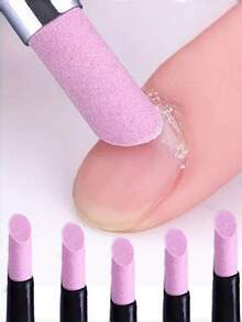 1pc Minimalist Nail Care Tool, Used For Trimming Edges And Maintaining Nail Health, Equipped With Pink And Purple Quartz Nail Files, Comfortable Handle, Suitable For Hand And Foot Care - Polishing Pen - View 2