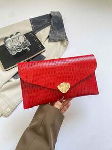 Casual Handheld Clutch Bag For Women, New Style, Textured Niche Design, Fashion Minimalist Envelope Bag - Red - View 8