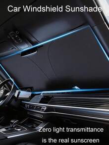 1PC Portable Car Silver Sunshade, Suitable For Most Car Models Including SUV And Sedan, Heat Insulation Front Windshield Sunshade, Easy To Fold And Store, Suitable For Spring, Summer, Autumn - Multicolor - View 2