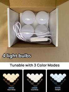 Mehrspezifikations 3-Farben USB Schminkspiegel Glühbirne, LED Make-up Licht mit drehbarer Kabelaufbewahrung, dimmbar und farbanpassbar, Schminktisch Glühbirne 4LED/6LED/8LED/10LED/12LED/14LED/16LED - Dreifarbig verstellbares Licht - Übersicht 14