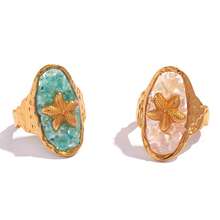 4pcs/2pcs/1pc Ocean Resort Style Women's Jewelry Ring, Blue Crushed Seashell Non-Fading Open Ring, Women's Beach Accessory - Multicolor - View 9