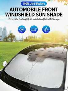 1PC Portable Car Silver Sunshade, Suitable For Most Car Models Including SUV And Sedan, Heat Insulation Front Windshield Sunshade, Easy To Fold And Store, Suitable For Spring, Summer, Autumn - Multicolor - View 9