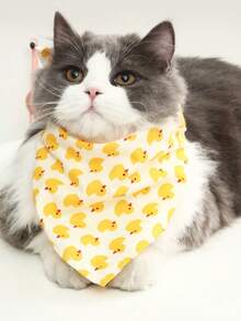 2pcs Yellow Duck Pet Bandana, Suitable For Cats And Dogs, Polyester Cute Yellow Polka Dot Pet Triangle Scarf, Happy Dog Style Design, Suitable For Furry Friends Daily Wear At Home Or Outdoor Play - Multicolor - View 8