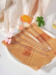 1/2/5/15支裝玻璃吸管，裝飾兔子、熊、貓與大象圖案，適用於各種飲品，適合學校與派對夏季裝飾，理想的日常聚會與節日禮物 - 4 - 查看 4