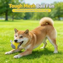 Interactive Fetch Toss Squeaky Mesh Dog Ball Toy Breathable For Indoor Outdoor Play For Dogs & Cats Dog Toy Cat Toy Cat Accessory - Yellow - View 3