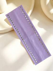 Sweet Cool Punk Style Solid Color Rhinestone Embellished High Elasticity Hair Band, Wide Anti-Slip Non-Tightening Sweet Cool Hot Girl Street Style Versatile Fashion Hair Band Geometric Pattern Bohemian Polyester (Polyester) Hair Band All Seasons Summer Hair Accessories - Multicolor - View 17