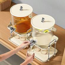 Dispenser Air dengan Dudukan dan Keran, Ember Minuman Kulkas Kapasitas Besar, Dispenser Swalayan Portabel untuk Buah, Teh, dan Jus, Ember Air dengan Keran, Ember Jus Kapasitas Besar, Ember Minuman dengan Rak Penyimpanan, Teko Air Dingin Kulkas, Ember Minuman Swalayan, Ember Infuser Teh Buah, Dispenser dengan Keran, Teko Air Dingin Garis Vertikal Mewah, Ember Penyimpanan Minuman 5,5L - Krem - View 6