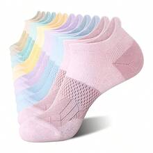 1/3/8/5 Pairs Women's Compression Socks - Arch Support Low-Cut Short Socks, Mesh Moisture-Wicking Breathable Sports Casual Socks, Multiple Colors Available (Pink/Blue/Purple/White/Black/Yellow/Green/Beige) - Durable For All Seasons, Suitable For Gym Use - Multicolor - View 11