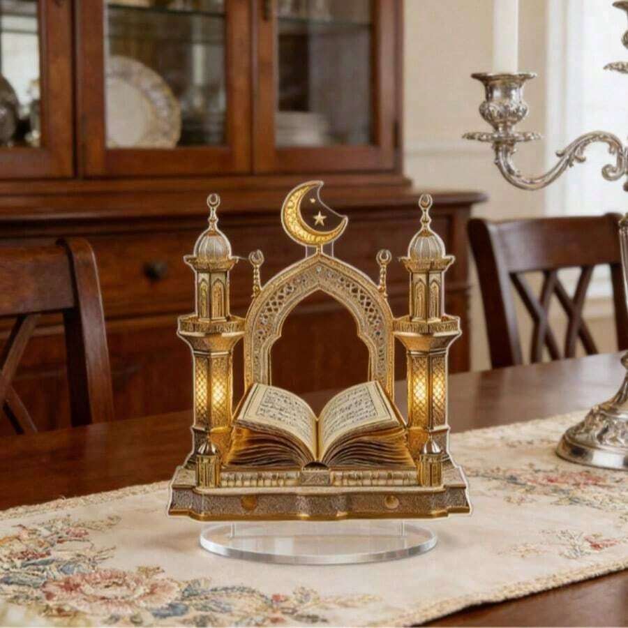 1pc Decorative Acrylic Mosque Desktop Ornament, 2D Craft Art, Multi-Purpose Home Decor, Ideal Ramadan Eid Gift - 1PC - View 1