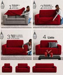 3-Piece Adjustable Stretch Sofa Cover Set - Red - View 6
