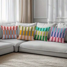 4 Stücke Dopamin-bunte gestreifte Kissenbezüge, Farbblock-Streifenmuster, Sofa- und Stuhl-Dekoration, 100% Polyester Material, doppelseitig bedruckte Kissenbezüge, Heimdekoration, in verschiedenen Größen erhältlich, vielseitige dekorative Kissenbezüge, Kissenfüllung nicht enthalten - Verschiedenfarbig - Übersicht 7