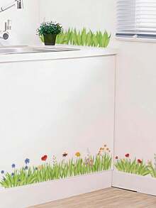 1pc Fresh Natural Grassland Butterfly Wall Sticker, Self-Adhesive Removable PVC, Baseboard Decorative Sticker, Watercolor / Illustration Dual Styles Optional, Bedroom Living Room Wall Beautification Tool, Baseboard, Wall Corner, Wall Blank Space Decoration. - Wall Stickers - View 8