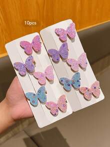 10 piezas de pinzas para el cabello con mariposas de estilo pastoral coloridas y lindas para el flequillo - Multicolor - Ver 4