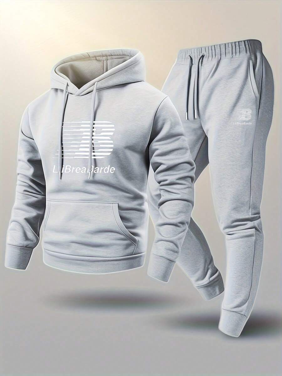 Men's Premium Hoodie And Comfortable Winter Jogger Pants Set - Light Grey - View 1
