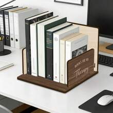Wooden Bookend Inspirational Quote Mini Desktop Bookshelf Book Corner Slope Design Storage Rack Gift For Book Lovers And Readers - Brown - View 2