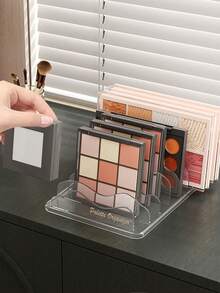1 pieza Organizador de paleta de sombras de ojos de acrílico transparente Caja de polvo de maquillaje Estante de almacenamiento de rubor cosmético Caja de almacenamiento de sombras de ojos - transparente - Ver 5